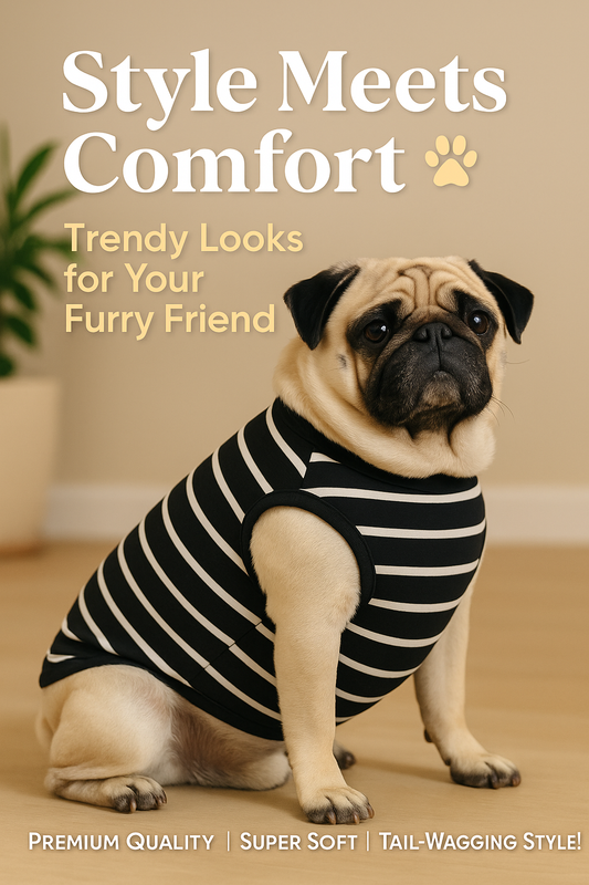 Striped Cotton Dog Hoodie – Lightweight & Stylish Pet T-Shirt