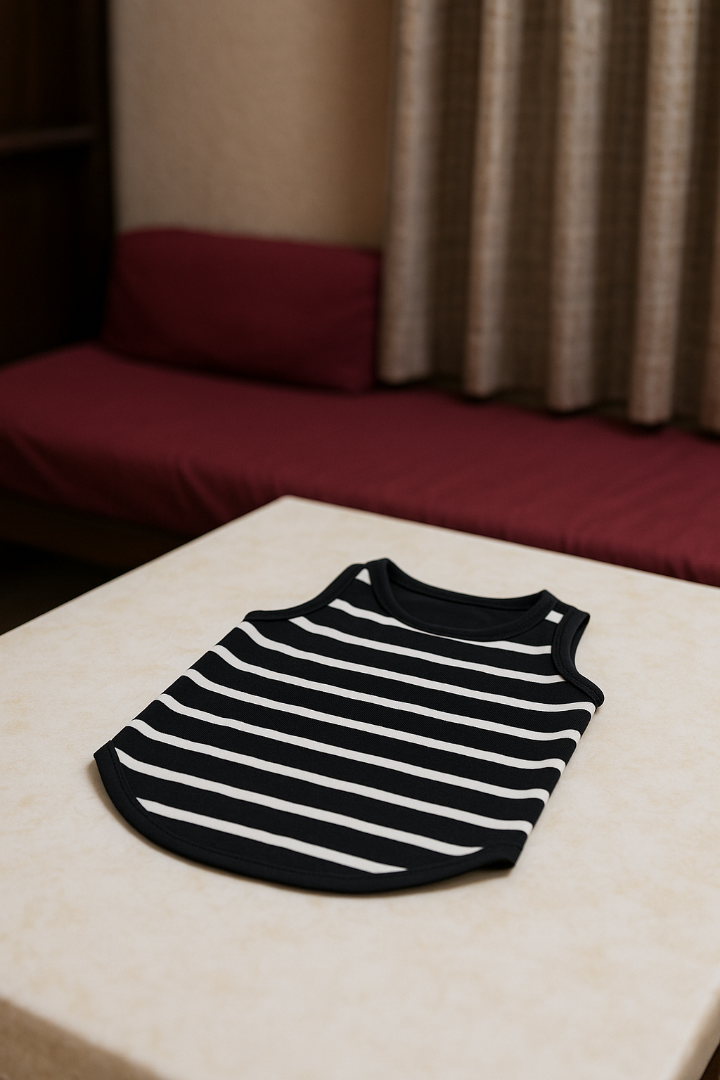 Striped Cotton Dog Hoodie โ Lightweight & Stylish Pet T-Shirt