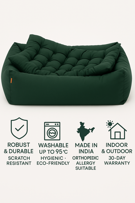 PetLux Orthopedic Reversible Pet Bed – XXL Soft Velvet Sofa for Dogs & Cats (Green)