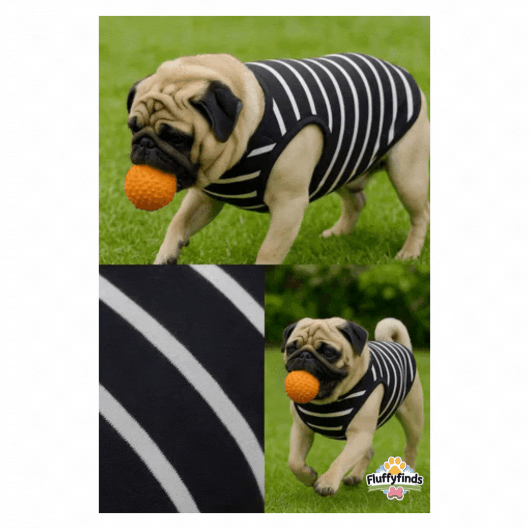 Striped Cotton Dog Hoodie โ Lightweight & Stylish Pet T-Shirt