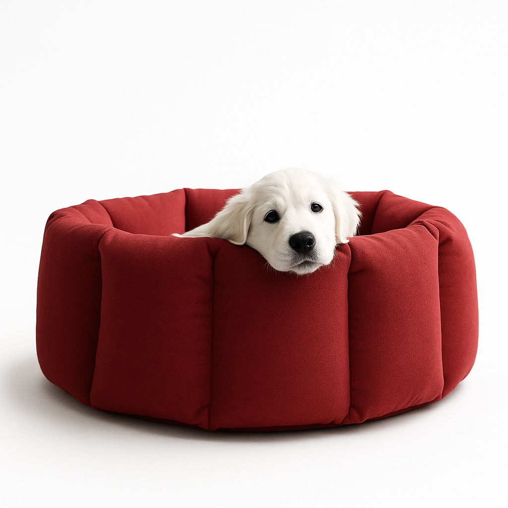 Cozy Round Red Dog Bed with Plush Padding β Ideal for Puppies & Small Dogs