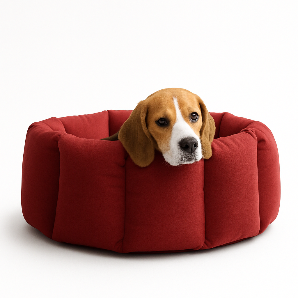 Cozy Round Red Dog Bed with Plush Padding β Ideal for Puppies & Small Dogs