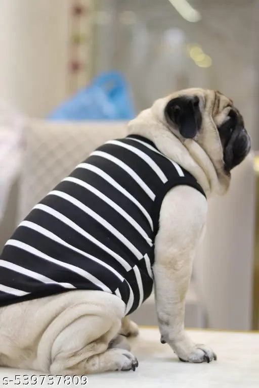 Striped Cotton Dog Hoodie โ Lightweight & Stylish Pet T-Shirt