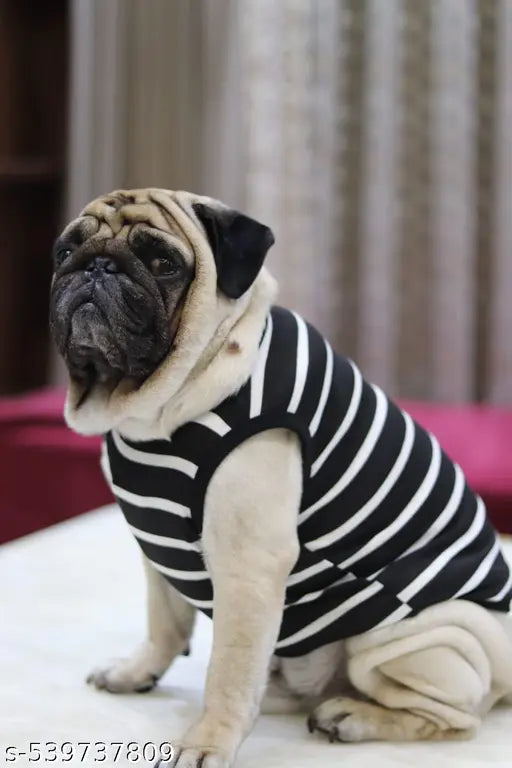 Striped Cotton Dog Hoodie โ Lightweight & Stylish Pet T-Shirt